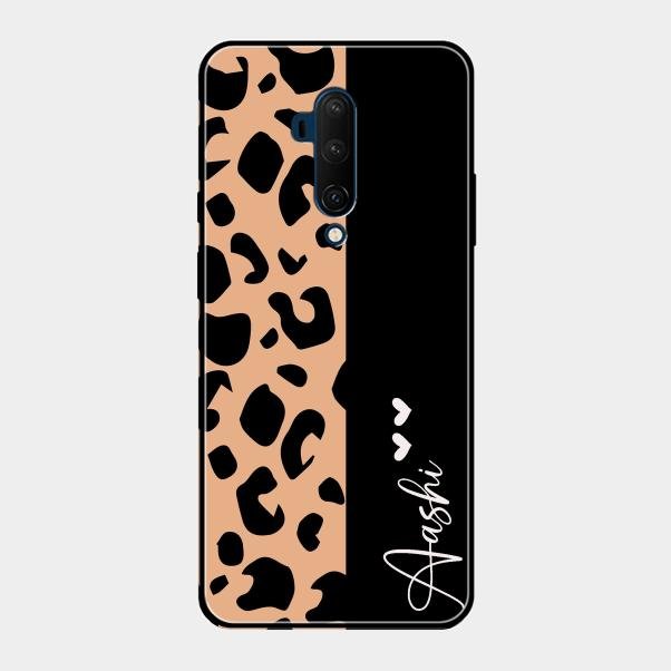 Leopard Glossy Metal Case Cover For Oneplus 7T Pro