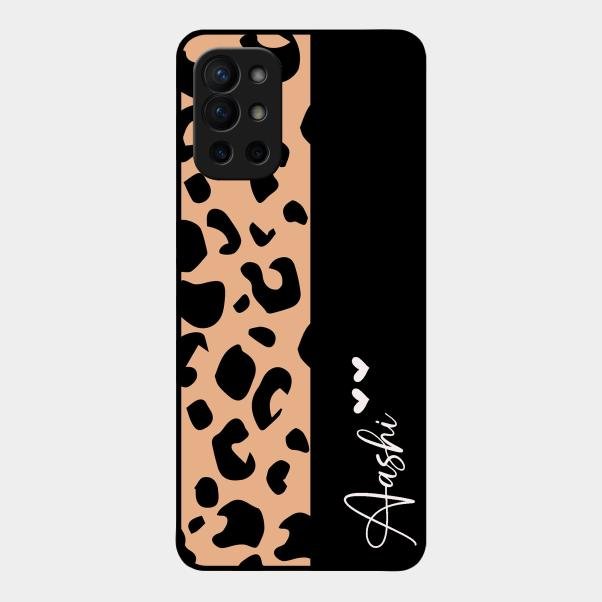 Leopard Glossy Metal Case Cover For Oneplus 9R 5G