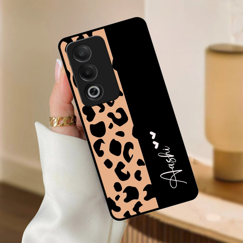 Leopard Glossy Metal Case Cover For Oppo