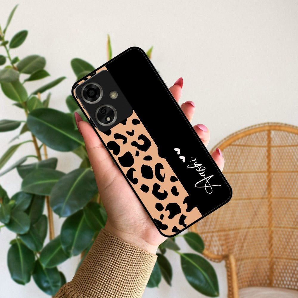 Leopard Glossy Metal Case Cover For Oppo