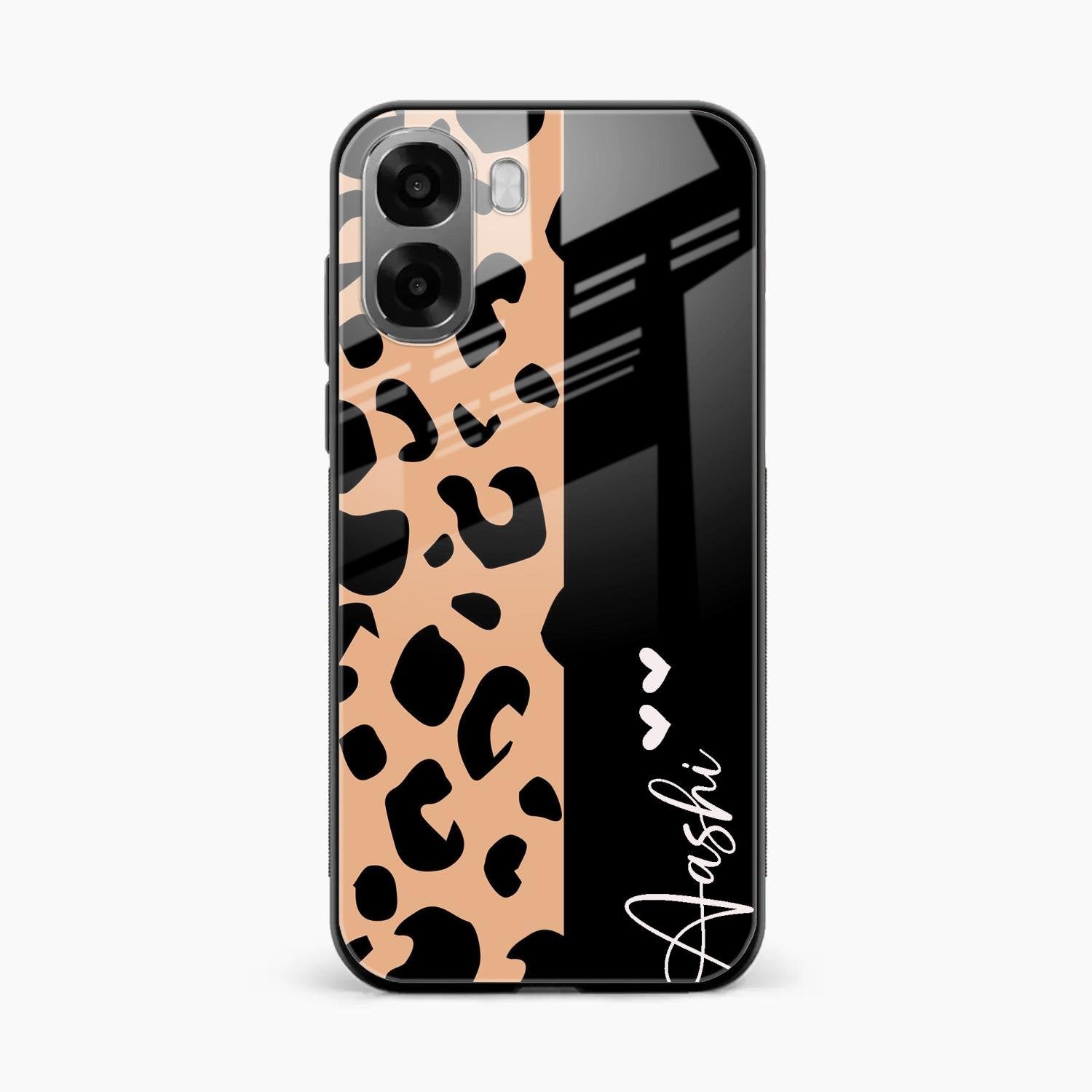 Leopard Glossy Metal Case Cover For Oppo A6X 5G