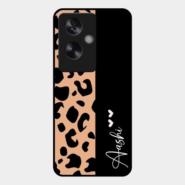 Leopard Glossy Metal Case Cover For Oppo A79 5G