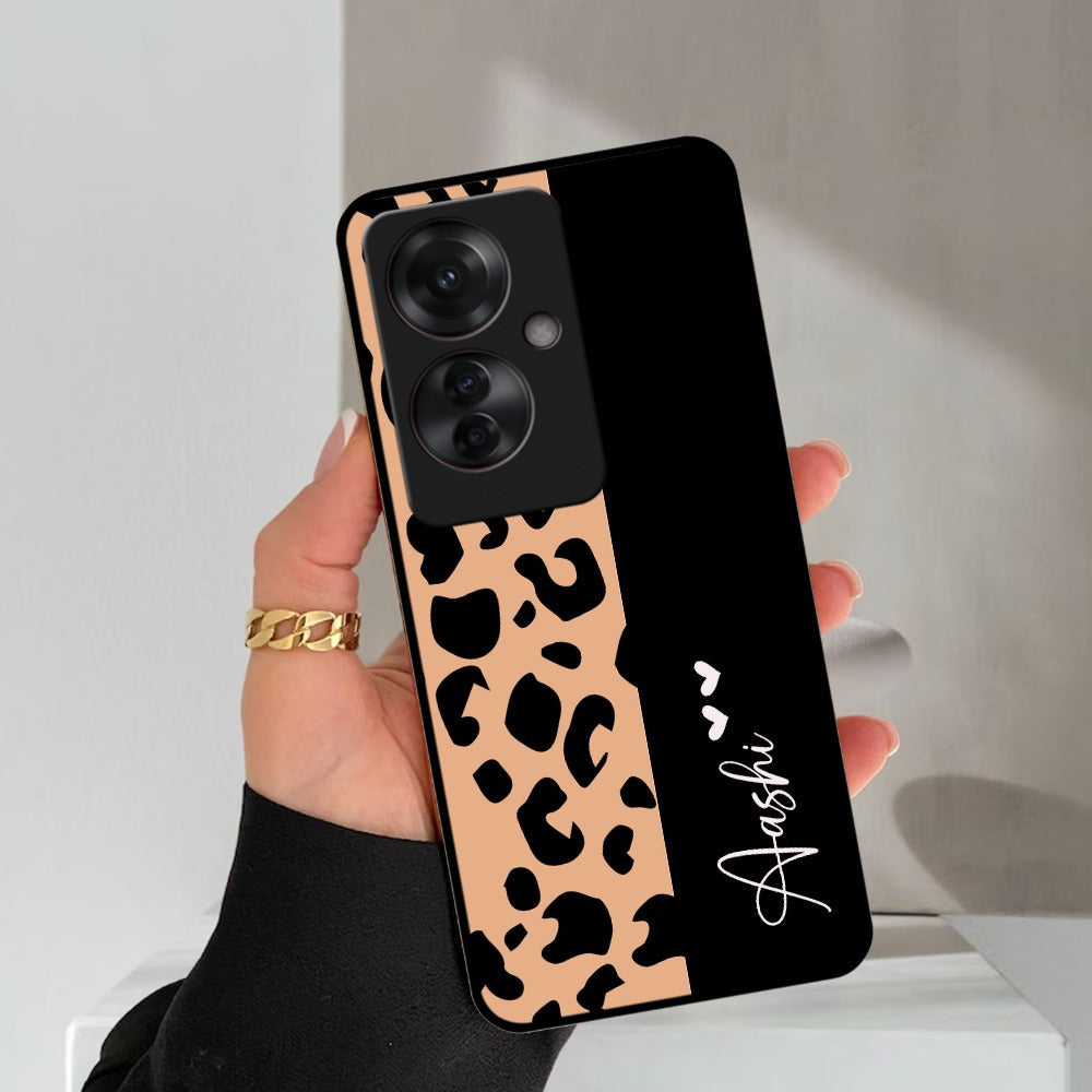 Leopard Glossy Metal Case Cover For Oppo