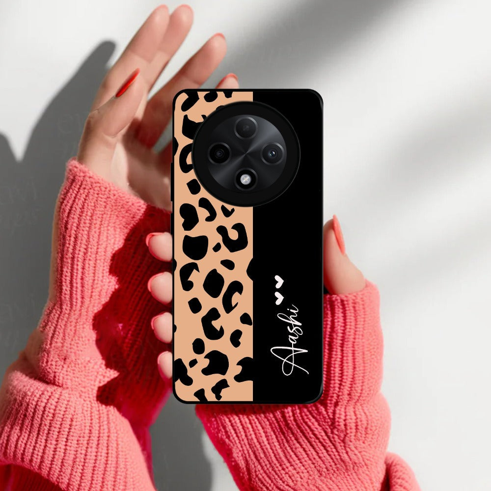 Leopard Glossy Metal Case Cover For Oppo