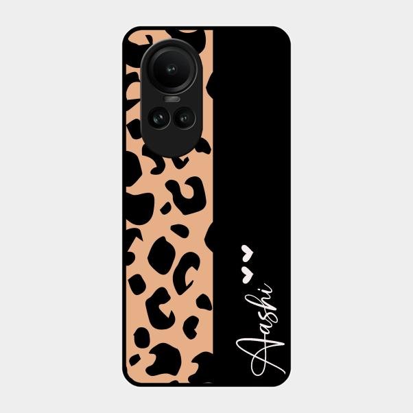 Leopard Glossy Metal Case Cover For Oppo Reno 10 5G