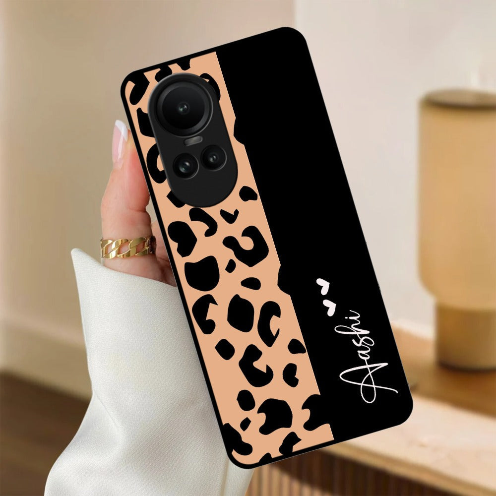 Leopard Glossy Metal Case Cover For Oppo