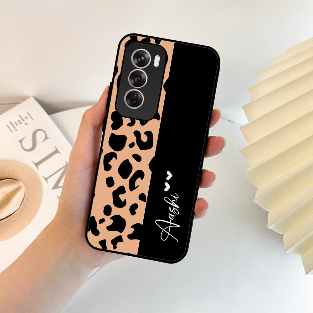 Leopard Glossy Metal Case Cover For Oppo