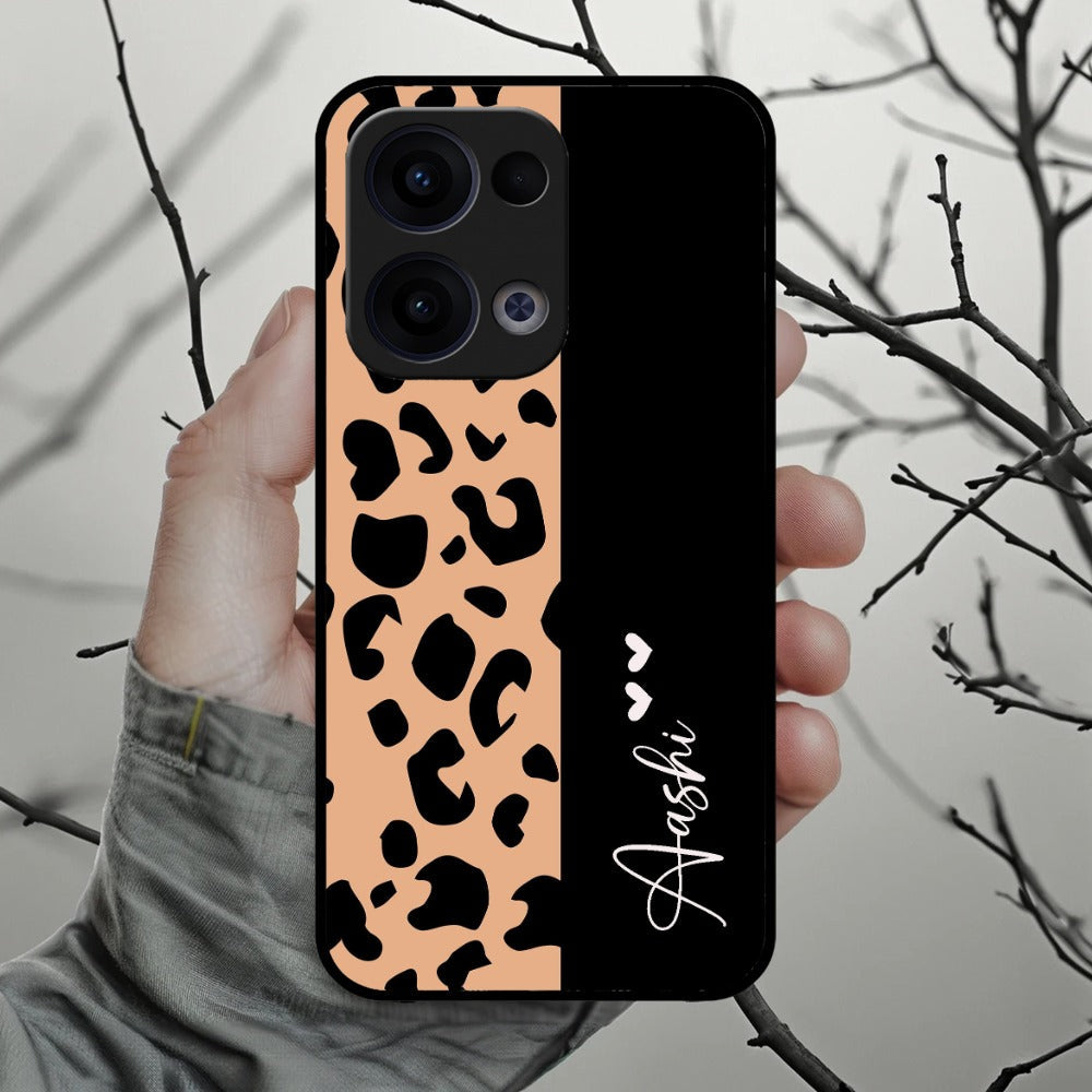 Leopard Glossy Metal Case Cover For Oppo