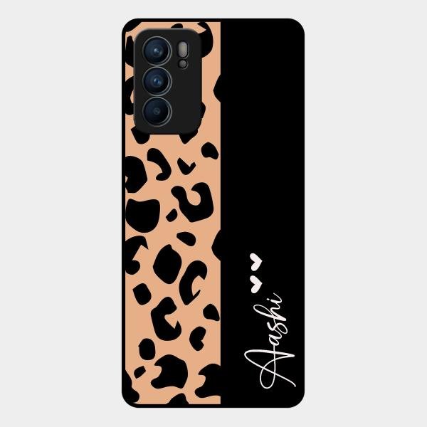 Leopard Glossy Metal Case Cover For Oppo Reno 6 5G
