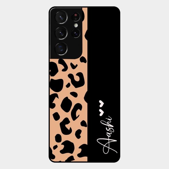 Leopard Glossy Metal Case Cover For Samsung Galaxy S21 Ultra