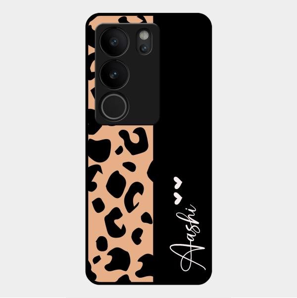 Leopard Glossy Metal Case Cover For Vivo V29 5G