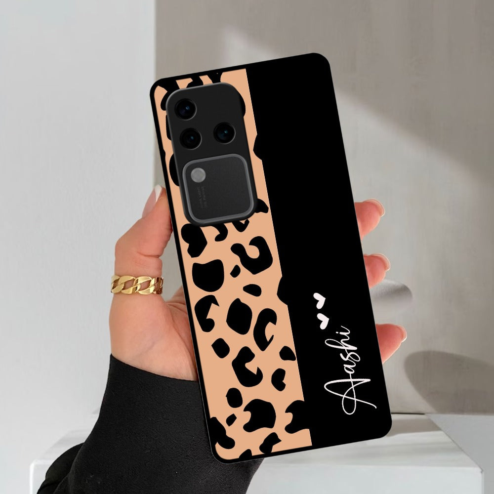 Leopard Glossy Metal Case Cover For Vivo