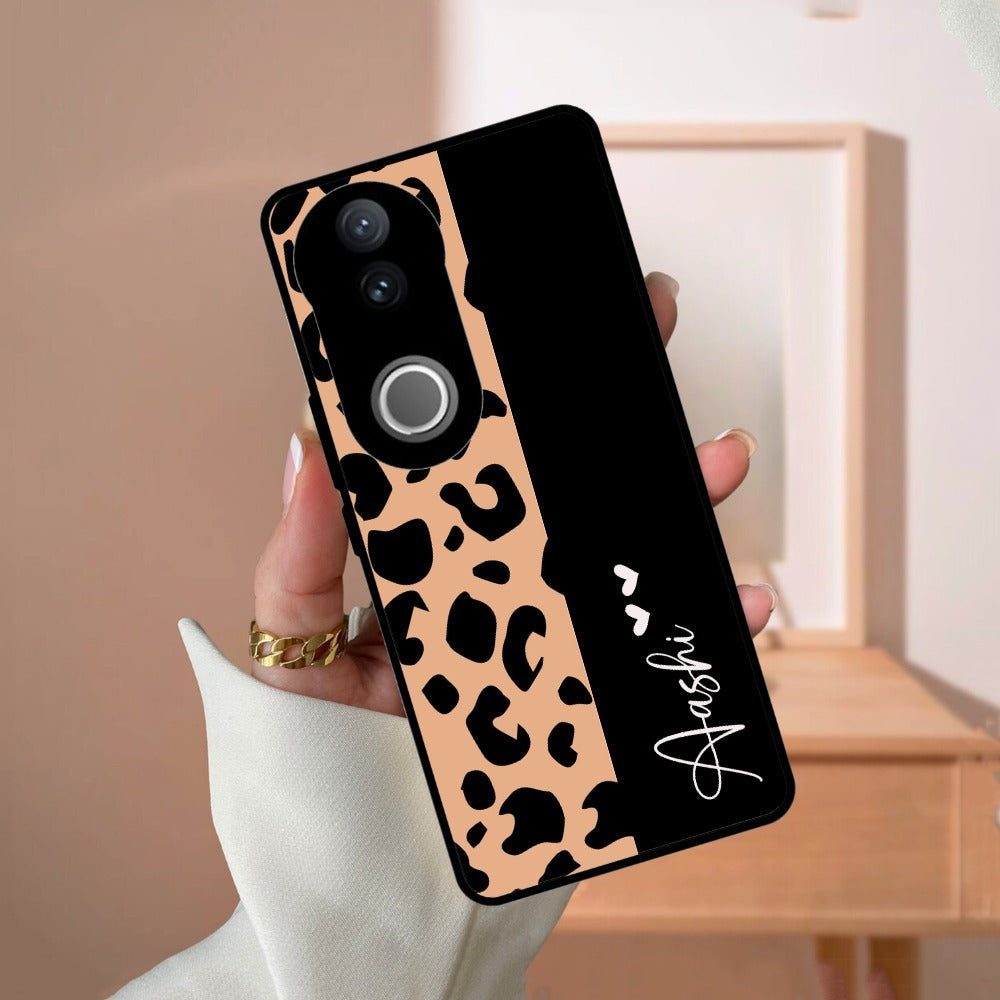 Leopard Glossy Metal Case Cover For Vivo