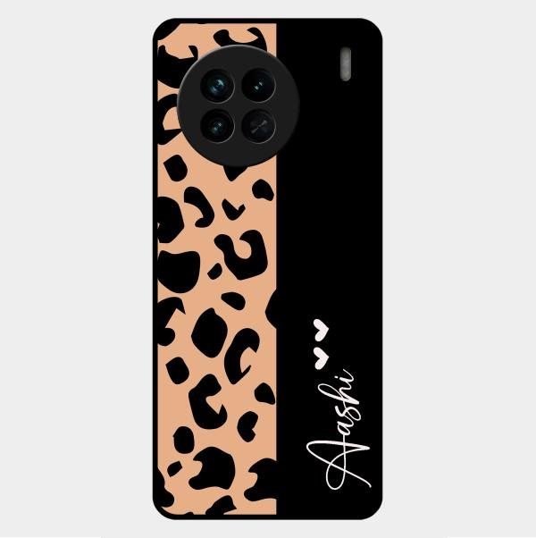 Leopard Glossy Metal Case Cover For Vivo X90 5G