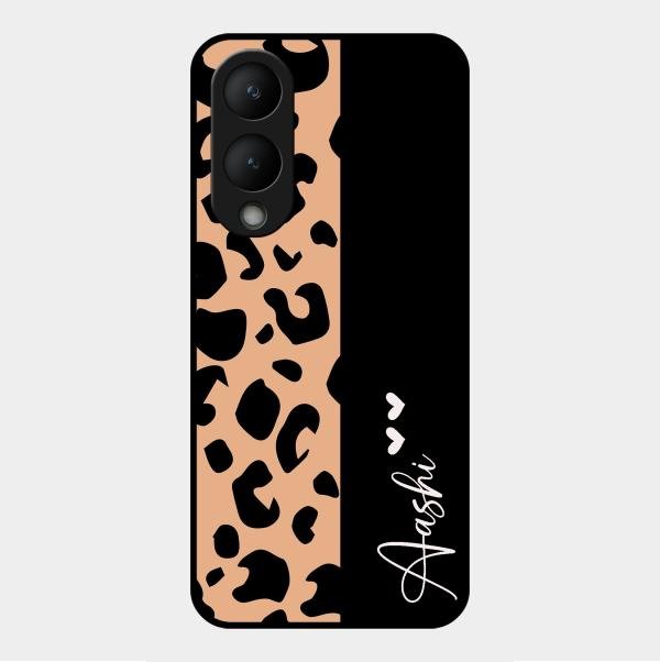 Leopard Glossy Metal Case Cover For Vivo Y17S