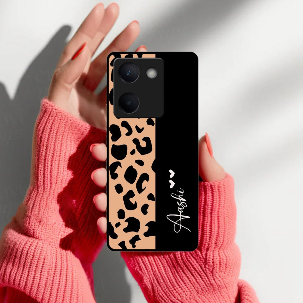 Leopard Glossy Metal Case Cover For Vivo