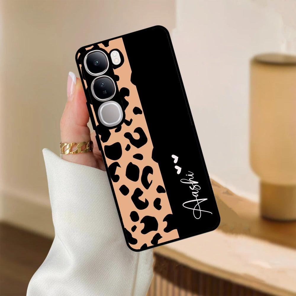 Leopard Glossy Metal Case Cover For Vivo