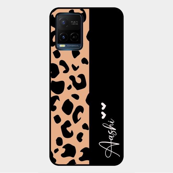 Leopard Glossy Metal Case Cover For Vivo Y33T
