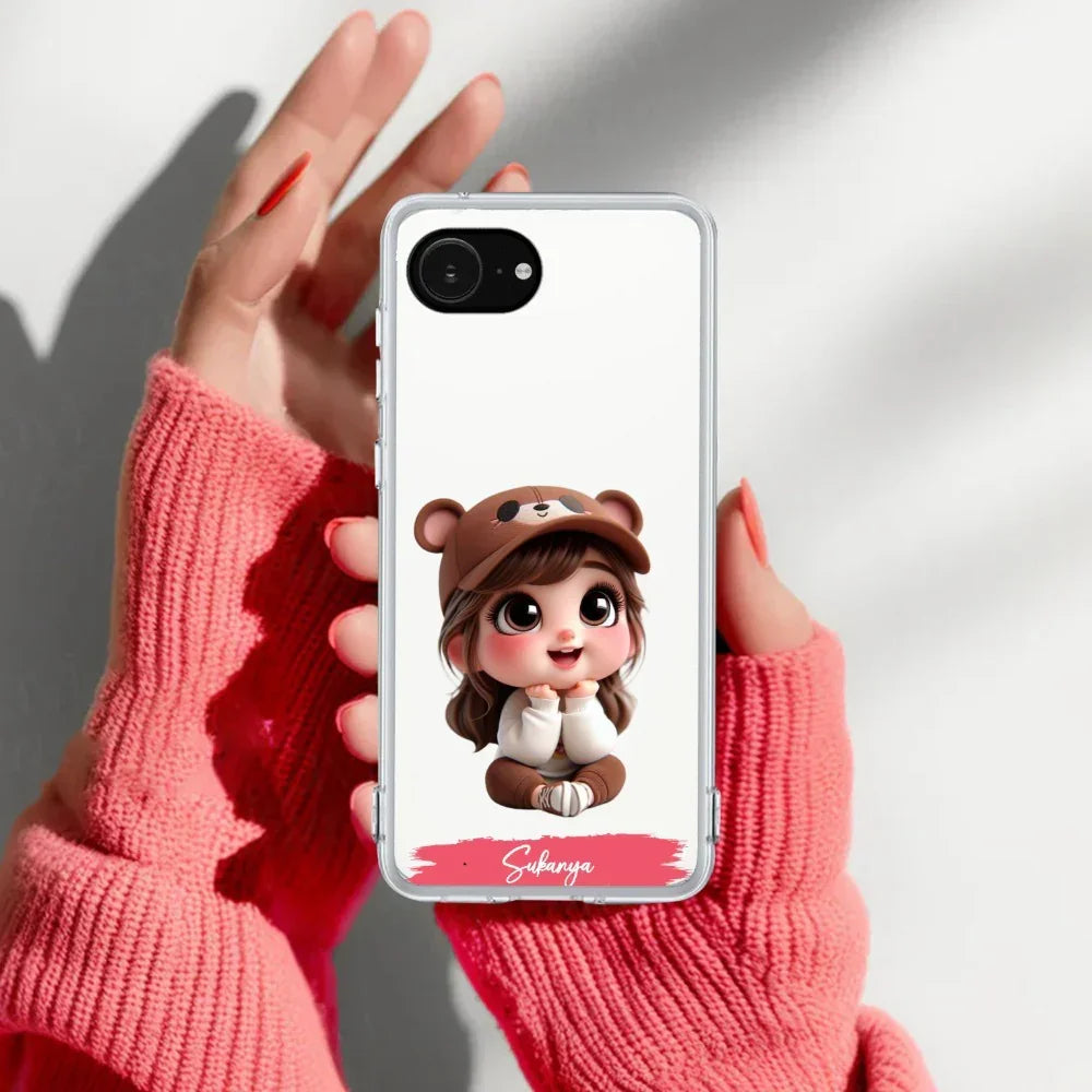 Little Girl Customize Anti Yellow Clear Case For iPhone 17e