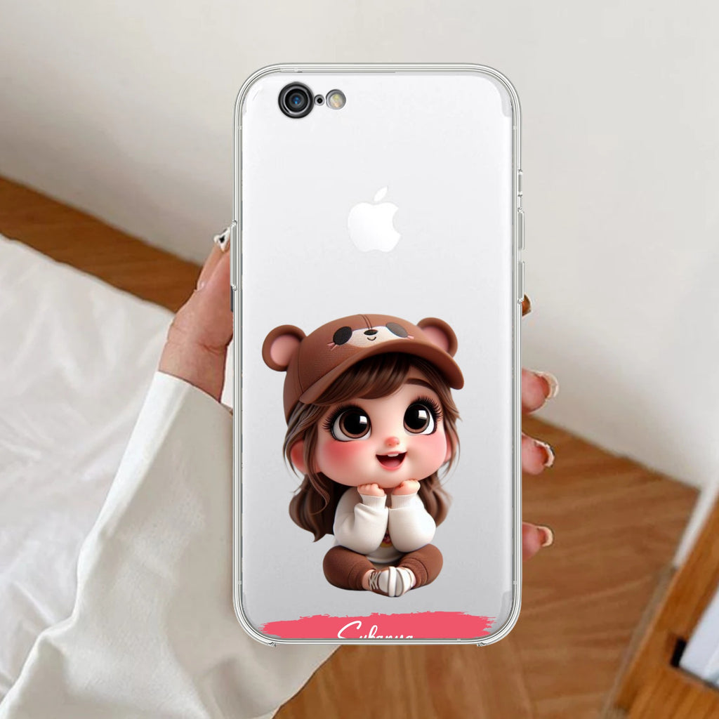 Little Girl Customize Anti Yellow Clear Case For iPhone 7 / iPhone 8 / iPhone Se 2020