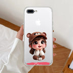 Little Girl Customize Anti Yellow Clear Case For iPhone 7 Plus / iPhone 8 Plus