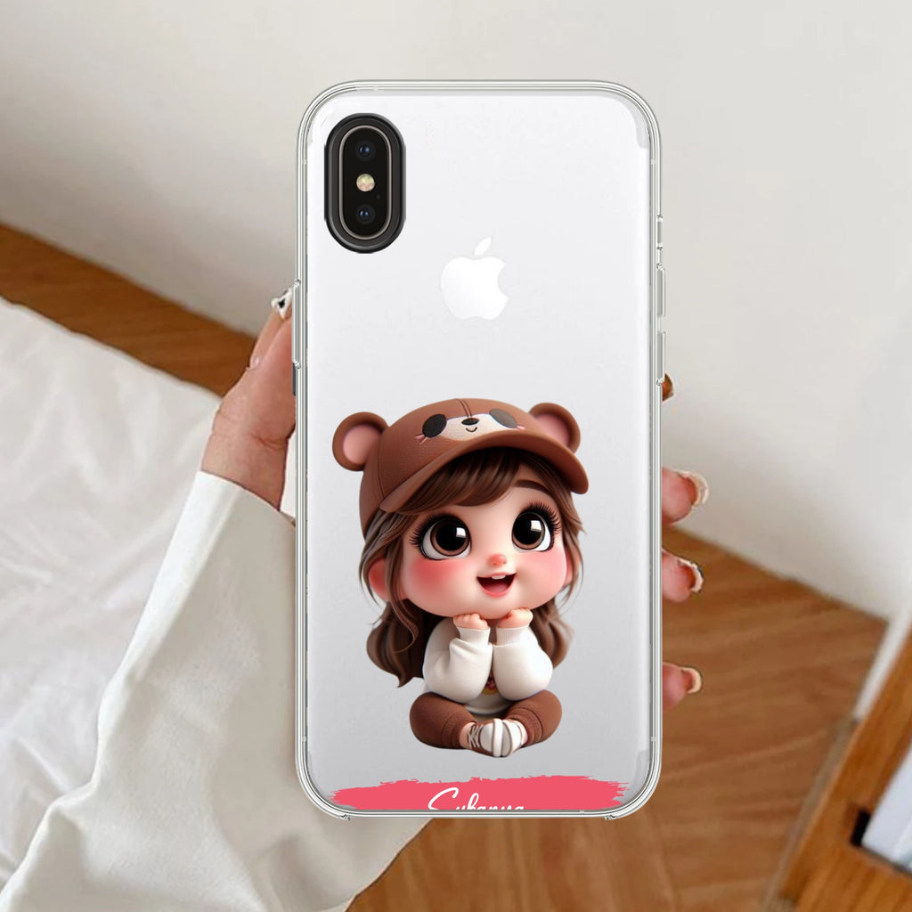 Little Girl Customize Anti Yellow Clear Case For iPhone Xs Max