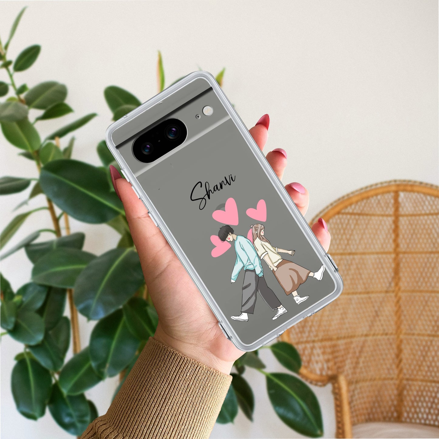 Love Couple Customize Transparent Silicon Case For Google