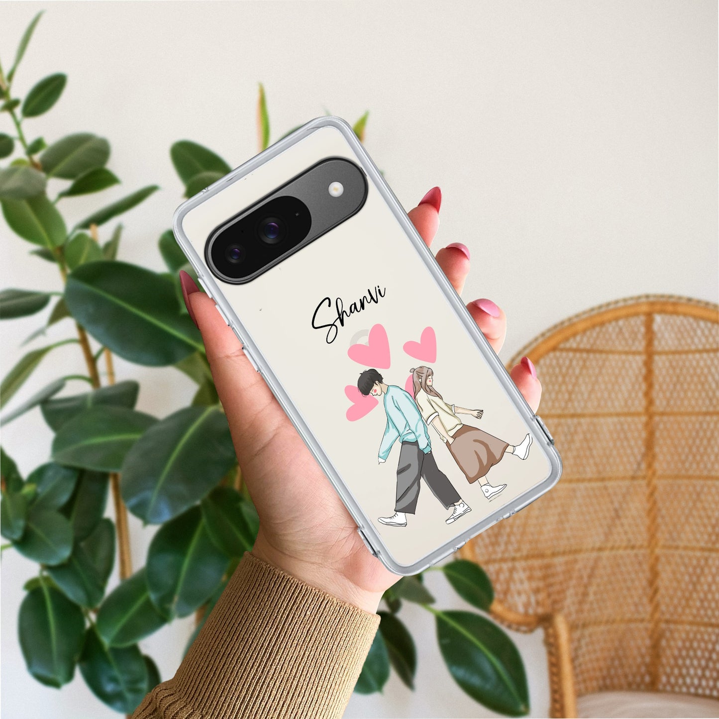 Love Couple Customize Transparent Silicon Case For Google