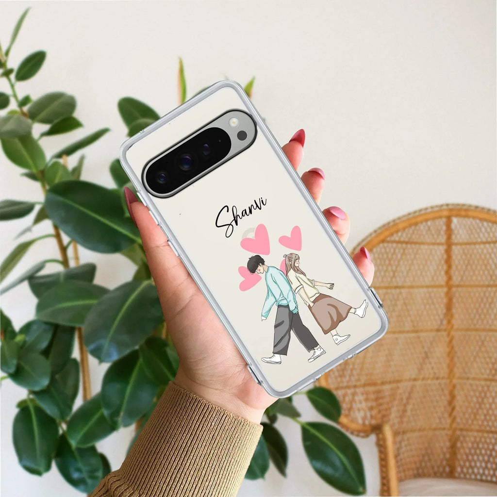 Love Couple Customize Transparent Silicon Case For Google Pixel 10 Pro XL