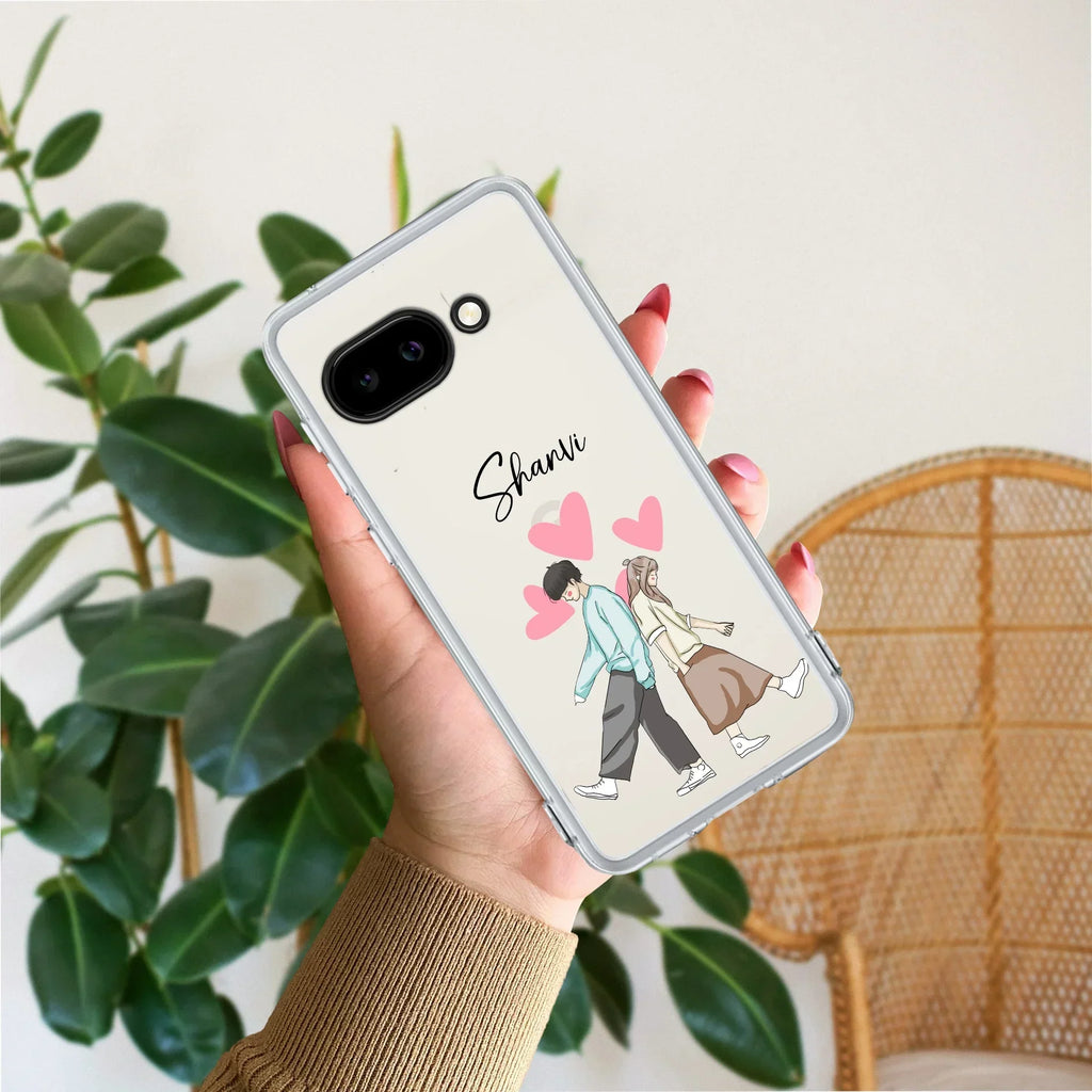 Love Couple Customize Anti Yellow Case For Google Pixel 9a 5G