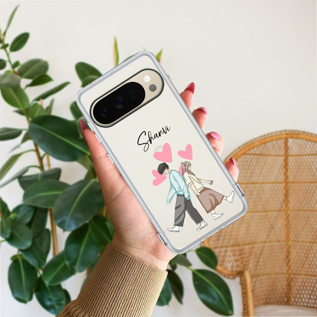 Love Couple Customize Transparent Silicon Case For Google Pixel 10 Pro