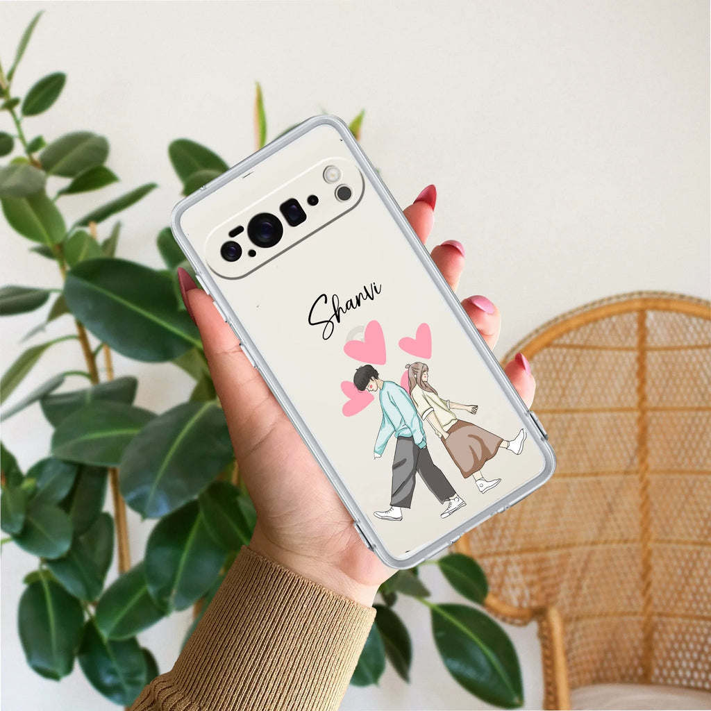 Love Couple Customize Transparent Silicon Case For Google Pixel 10 Pro XL
