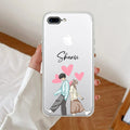 Love Couple Customize Transparent Silicon Case For iPhone 7 Plus / iPhone 8 Plus