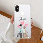 Love Couple Customize Anti Yellow Clear Case For iPhone XR
