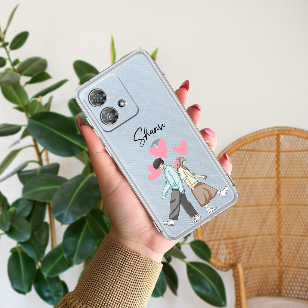 Love Couple Customize Anti Yellow Case For Motorola Edge 40 Neo 5G