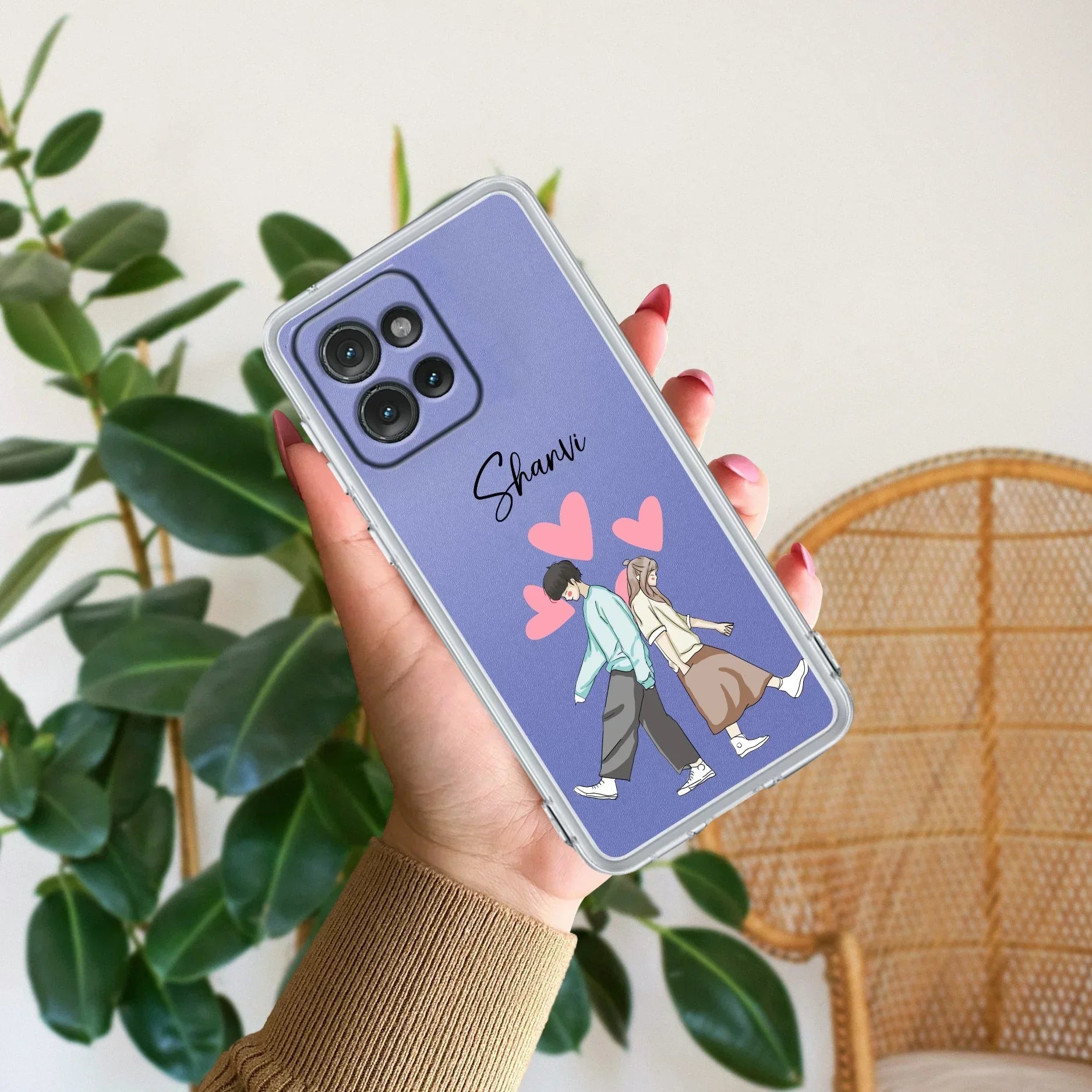 Love Couple Customize Anti Yellow Case For Motorola Edge 50 Neo
