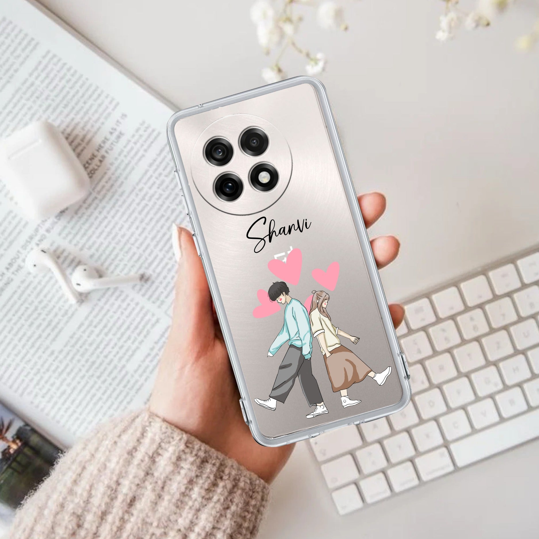 Love Couple Customize Transparent Silicon Case For OnePlus 13R 5G