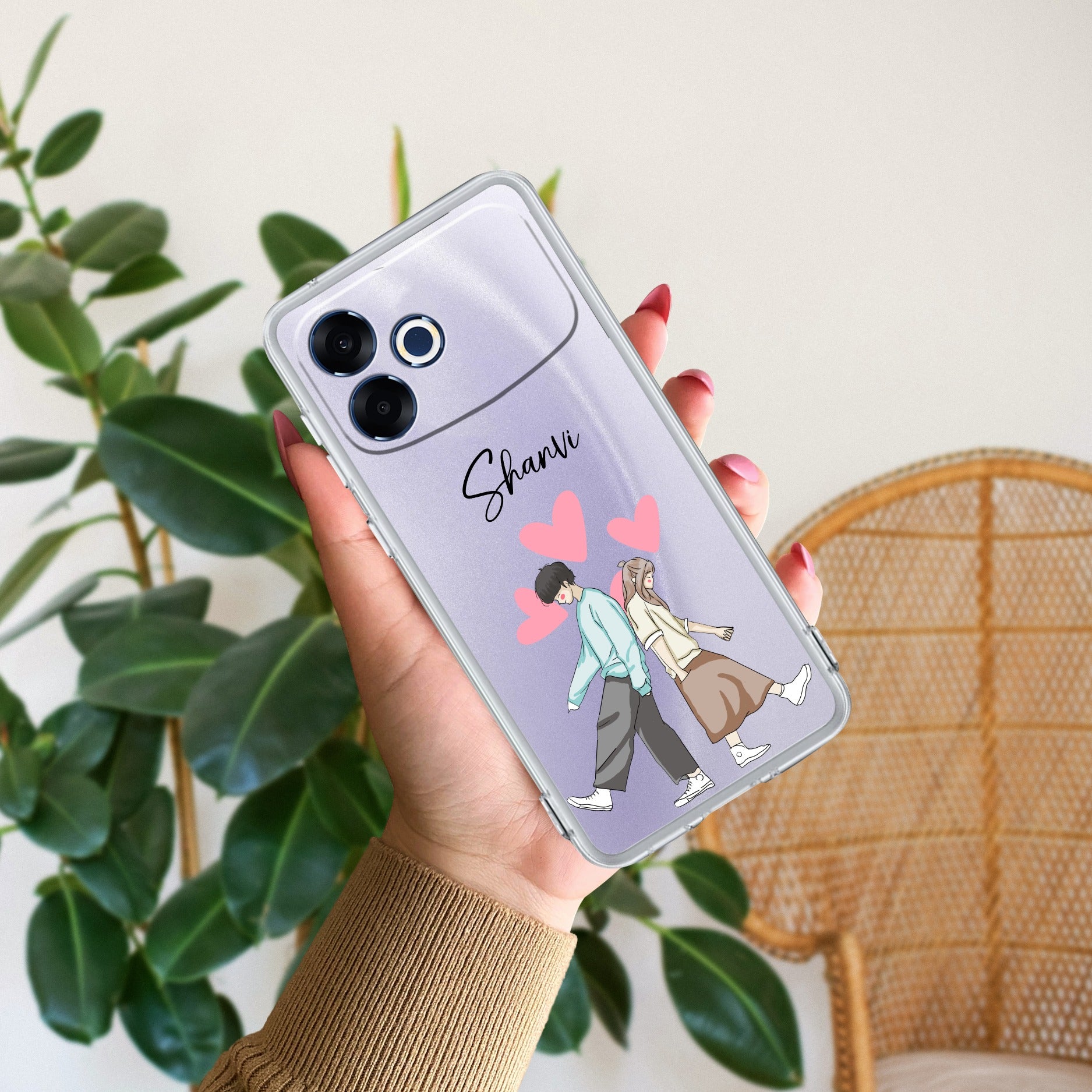 Love Couple Customize Transparent Silicon Case For Oppo F33 Pro 5G
