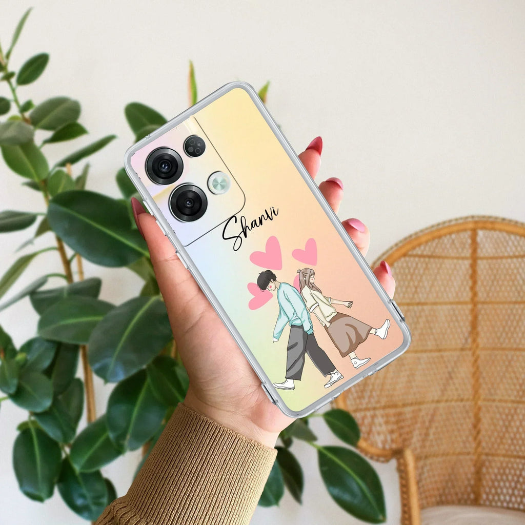 Love Couple Customize Anti Yellow Case For Oppo Reno 8 5G