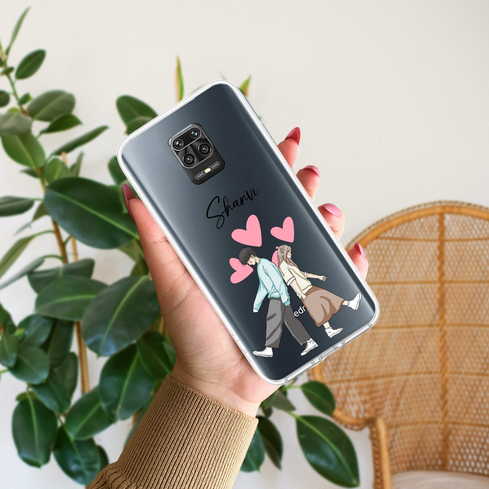 Love Couple Customize Transparent Silicon Case For Redmi Note 9 Pro
