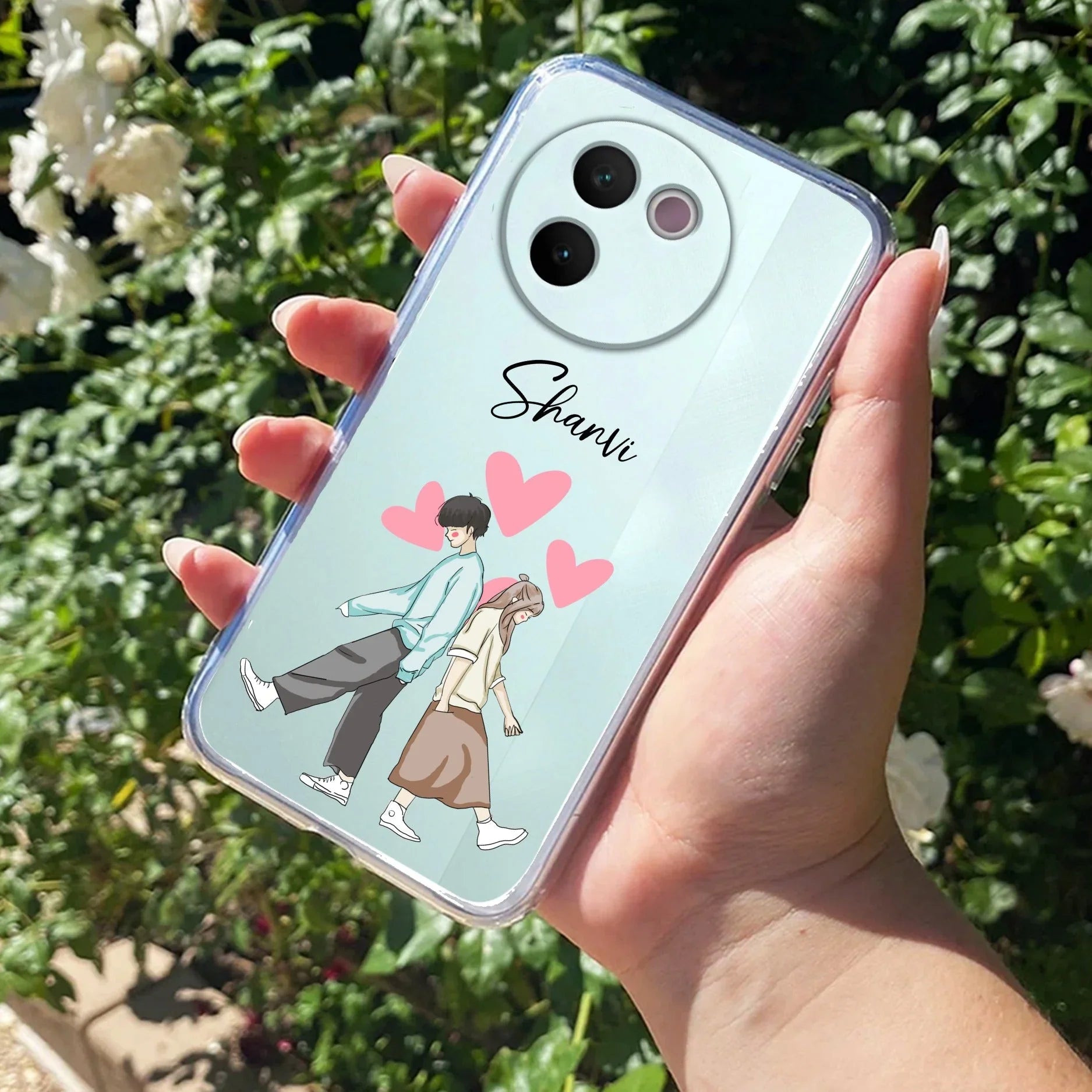 Love Couple Customize Transparent Silicon Case For Vivo - ShopOnCliQ
