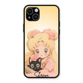 Lovely Sailor Moon Customize Glass Case Cover For iPhone 14 Plus
