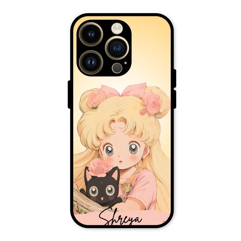 Lovely Sailor Moon Customize Glass Case Cover For iPhone 14 Pro Max