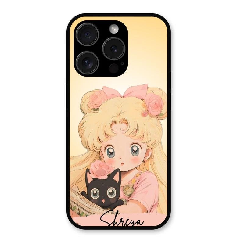 Lovely Sailor Moon Customize Glass Case Cover For iPhone 15 Pro Max