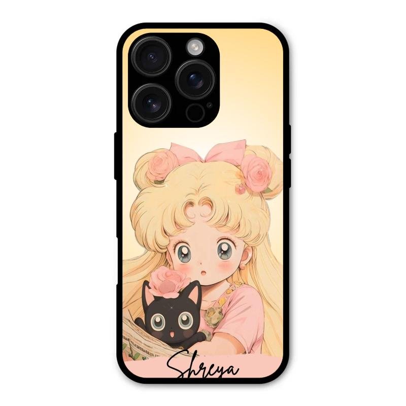 Lovely Sailor Moon Customize Glass Case Cover For iPhone 16 Pro