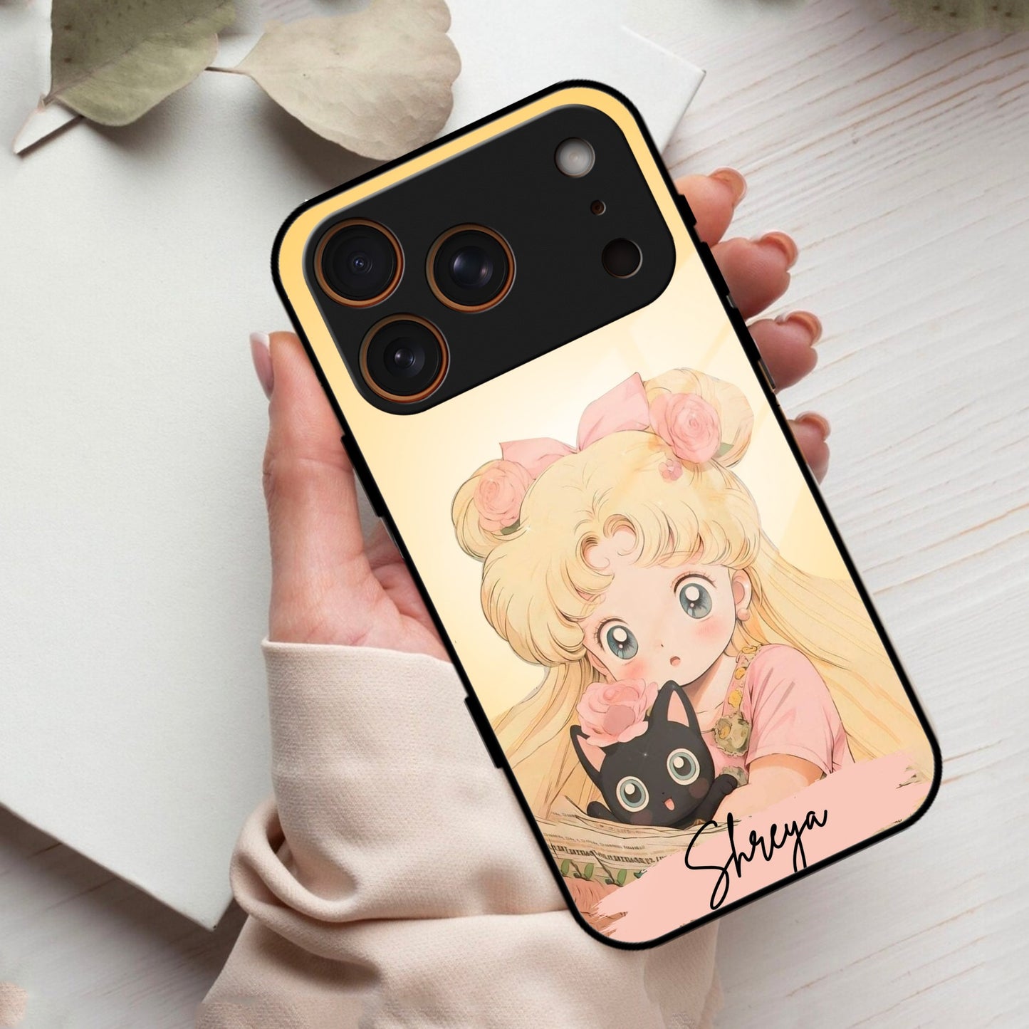 Lovely Sailor Moon Customize Glass Case Cover For iPhone