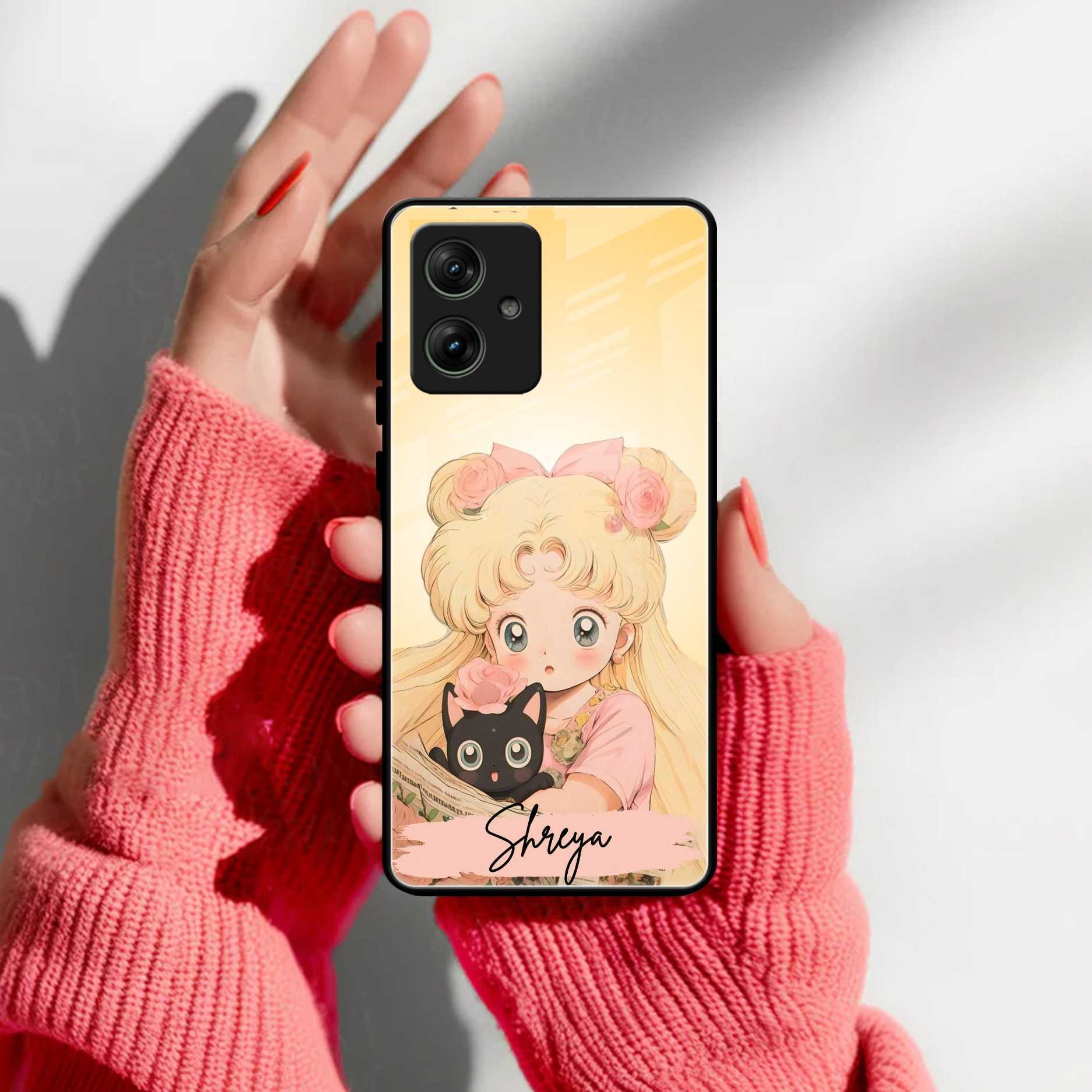Lovely Sailor Moon Customize Glass Case Cover For Motorola
