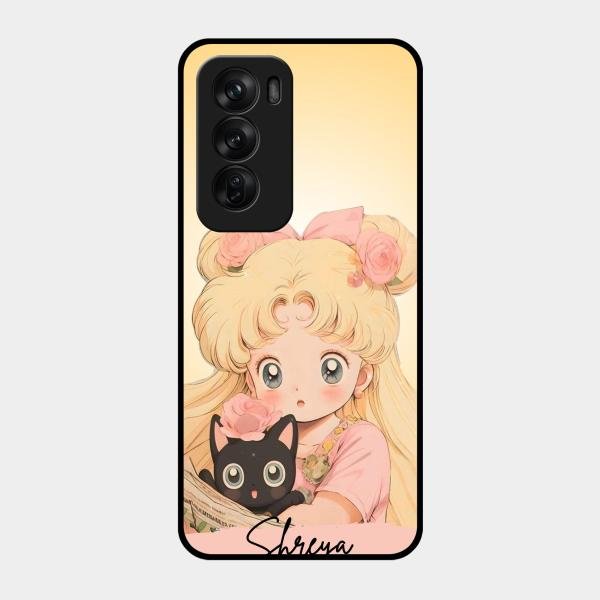 Lovely Sailor Moon Customize Glass Case Cover For Oppo Reno 12 Pro 5G