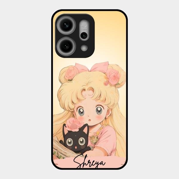 Lovely Sailor Moon Customize Glass Case Cover For Oppo Reno 14 Pro 5G