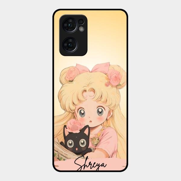 Lovely Sailor Moon Customize Glass Case Cover For Oppo Reno 7 5G